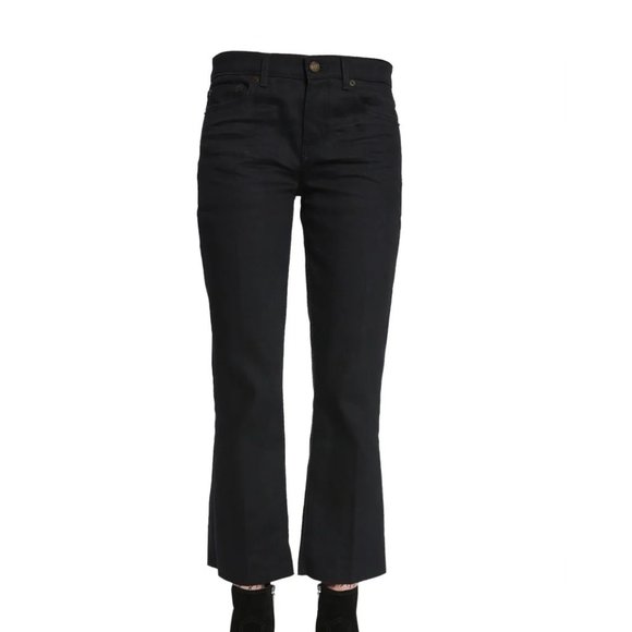 Saint Laurent Cropped Denim Jeans Black
